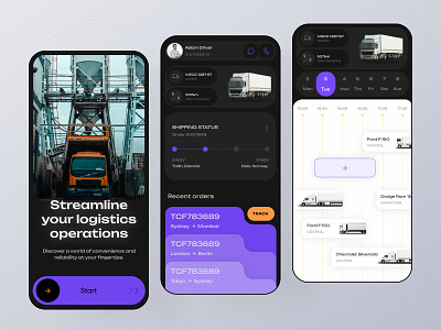 Driver Tracking Software – Streamline booking calendar carapp cargo carry delivery drive driver freight interface location logistics mobile design product design shipping tracker transport truck ui ux