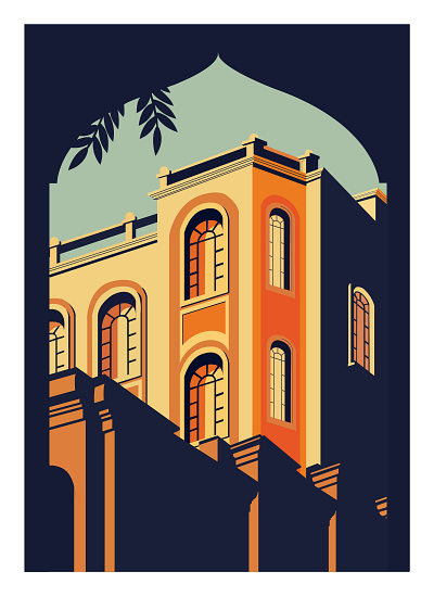 Heritage hotel poster 2d adobe illustrator digital art illustration vector