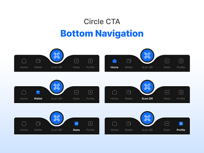 Circle CTA Bottom Navigation bottom navigation menu mobile menu navigation ui