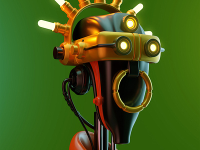Masai 3d android art cartoon character concept cyborg graphic design render retro robot scifi