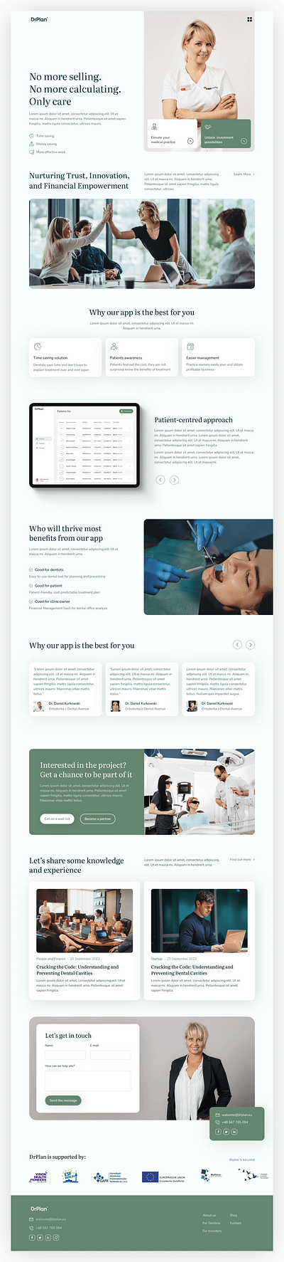 DrPlan - website for dental start-up dental dentist design layaut light neutomni simple start up ui ux webflow