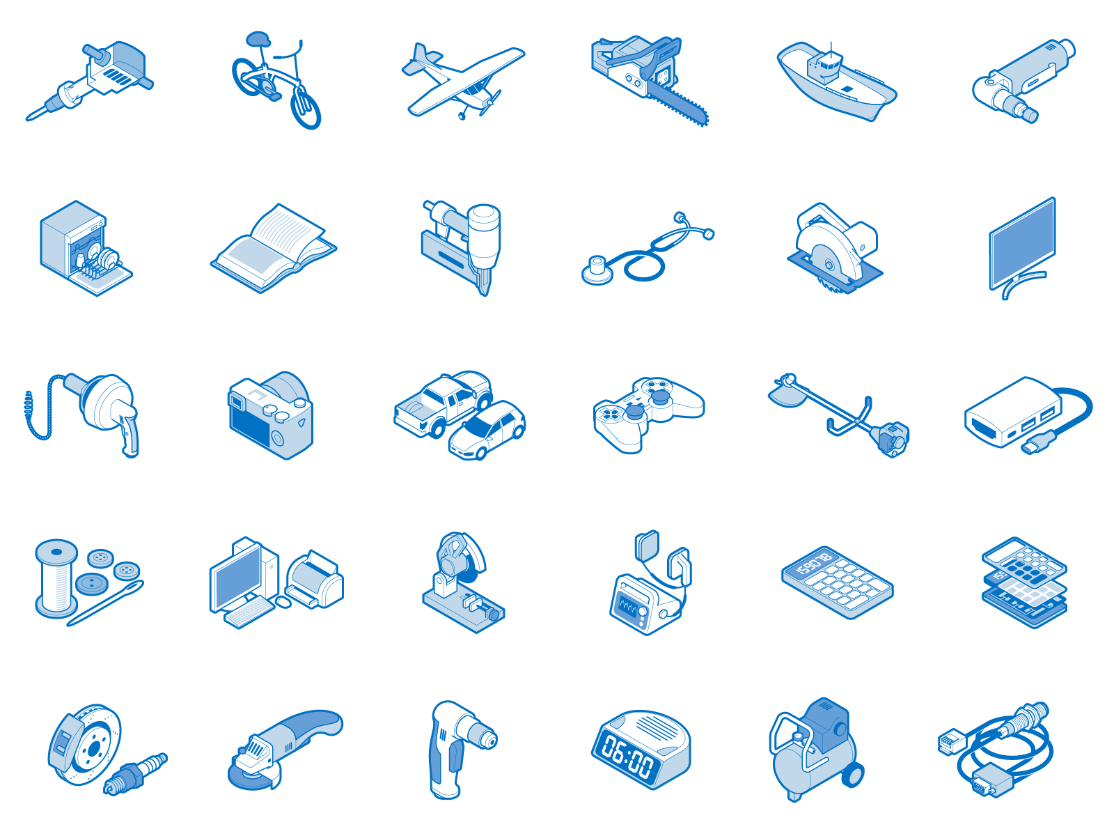 Anything Can Be Fixed adobe illustrator blueprints diy handyman icon set ifixit instructional design instructional graphics isometric isometric art isometric illustration svg systematic design tech technical drawing technical graphics technical illustration thumbnails vector graphics