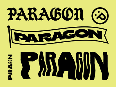 Paragon blackletter brand branding cannabis emoji face flag kit logo logomark logotype marijuana mark marks smiley system type typpography weed