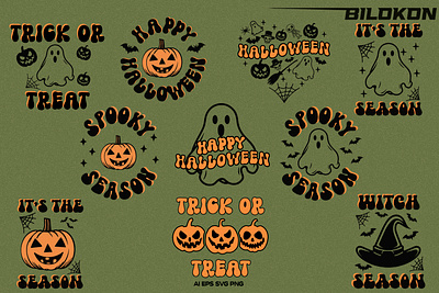 Happy Halloween Design SVG Bundle vector pack.
