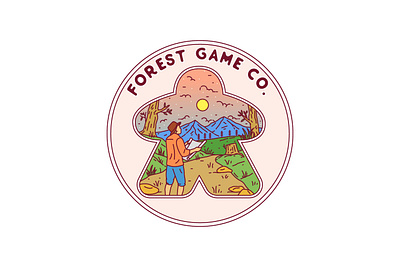 Forest Game Co. adventure apparel badge brand branding design emblem graphic design illustration label landscape line lineart logo monoline nature pin sticker tshirt