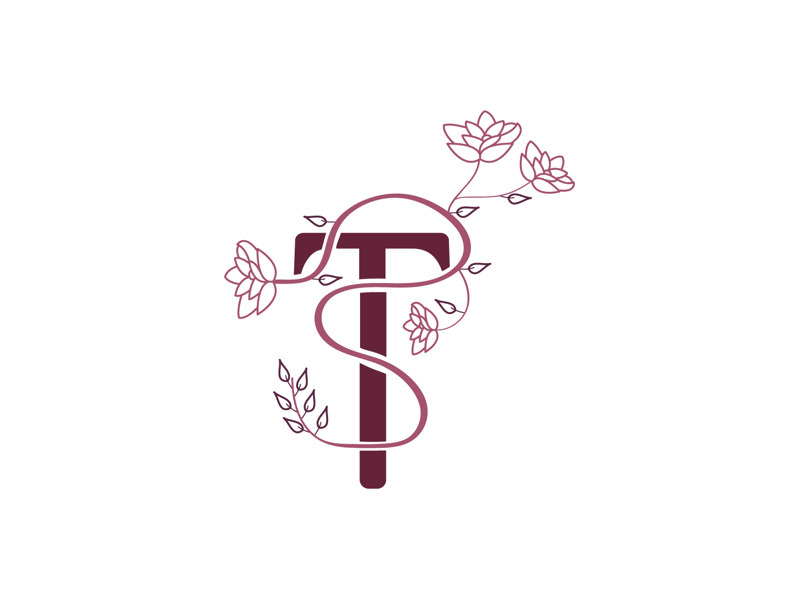 Floral lettermark branding floral flower letter logo t