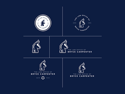 The Law Office of Bryce Carpenter austin brand branding chess chess piece identity knight lawyer logo longhorn strategy