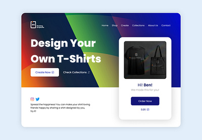 T-Shirt Design Landing Page branding design graphic design logo shirt ui ux