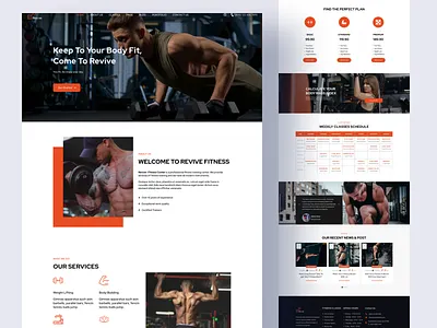 Revive- Gym & Fitness Landing Page design fit fitness gym landing landingpage landingpagedesign ui uidesign uidesigner uiux uiuxdesigner ux uxdesign uxdesigner web website