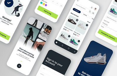 E-commerce Shoes App ui app design graphic design illustration ui ux