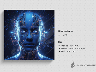 Humanoid robot head with blue eyes Generative AI ai face ai illustration artificial intelligence digital digital face digital technologoy electrical human future tech graphic design human ai digital humanoid robot face smart technologoy tech illustration technology