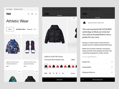 Category Page + Quick Add/Details Modal Exploration - eCommerce category page clean commerce design e commerce ecom ecommerce fashion minimalism minimalist design mobile mobile design product page quick add shop shopping ui design ux ux design webshop