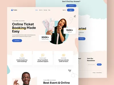 Online Ticket Booking Landing Page analytics app ui booking branding cards design figma graphic design illustration landing page logo online ticket ui