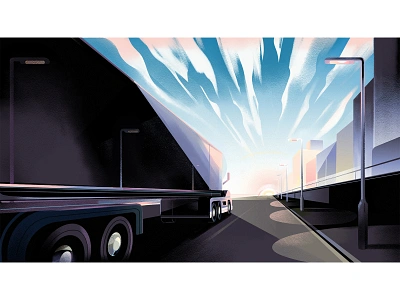 Freight adobe blue clouds digitalart drawing highway illustration illustrator lamps lines muti perspective photoshop texture truck