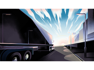 Freight adobe blue clouds digitalart drawing highway illustration illustrator lamps lines muti perspective photoshop texture truck