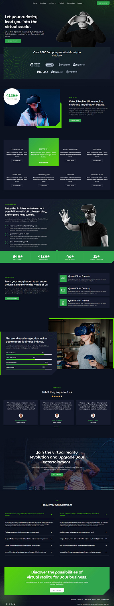 Virtual Reality Services Website agency website business website design elementor elementor pro elementor website figma professional responsive website ui ux designer web design web designer web development website wordpress wordpress elementor wordpress landing wordpress website