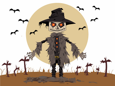 Halloween Scarecrow Illustration - A Truly Frightening Specter bone chilling creative projects eerie atmosphere frightful halloween halloween halloween decorations halloween fear halloween horror halloween illustration halloween invitations halloween spirit scarecrow spine tingling terrifying