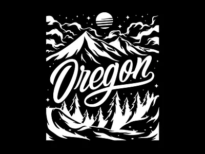 Oregon Mountain Illustrations adventure apparel camping clothing design forest graphic design illustration landscape mountain nature oregon outdoors peak script t shirt tree typography vector vintage