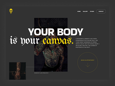 Tattoo Shop Website Landing Page Inspiration above the fold design landing minimal shop tattoo tattoo shop ui ux website