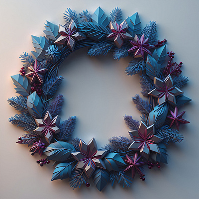 Christmas wreaths 3d modelling ai christmas christmas lights christmas wreaths illustration ornaments stars