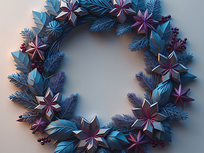 Christmas wreaths 3d modelling ai christmas christmas lights christmas wreaths illustration ornaments stars