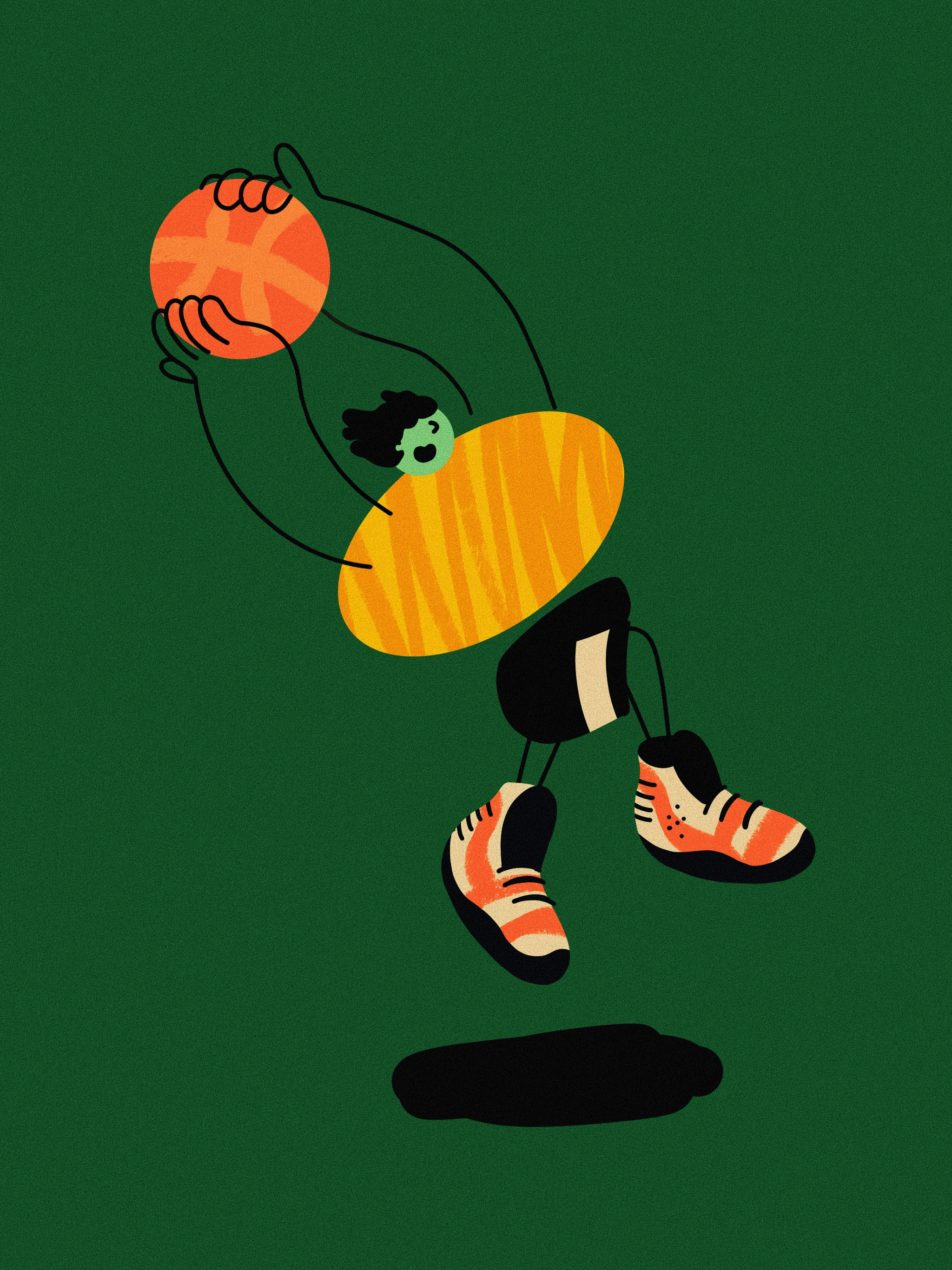 Dunk It! athlete basket basketball dunk graphic design illustration line man minimal people person procreate retro simple sport woman