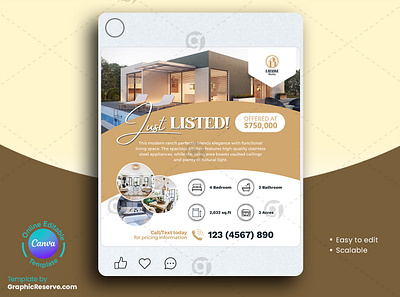 Just Listed Social Media Marketing Banner Template canva canva social design just listed real estate banner just sold real estate banner real estate post for instagram realtor social media social media