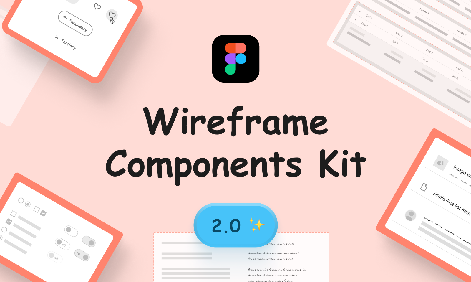 Figma Wireframing Kit 2.0 components figma mobile ui kit web wireframing
