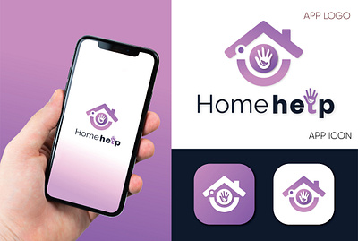 "HOME HELP" Brand Logo app icon app logo brand identity branding graphic design logo design mobile spalsh screen modern logo uiux design website logo