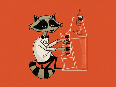 Sad Bar Raccoon animal design gig poster graphic design illustration mid century poster design raccoon retro vector
