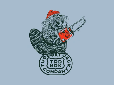 Tugboat Jack Chainsaw Beaver beanie beaver chainsaw forest illustration lumberjack