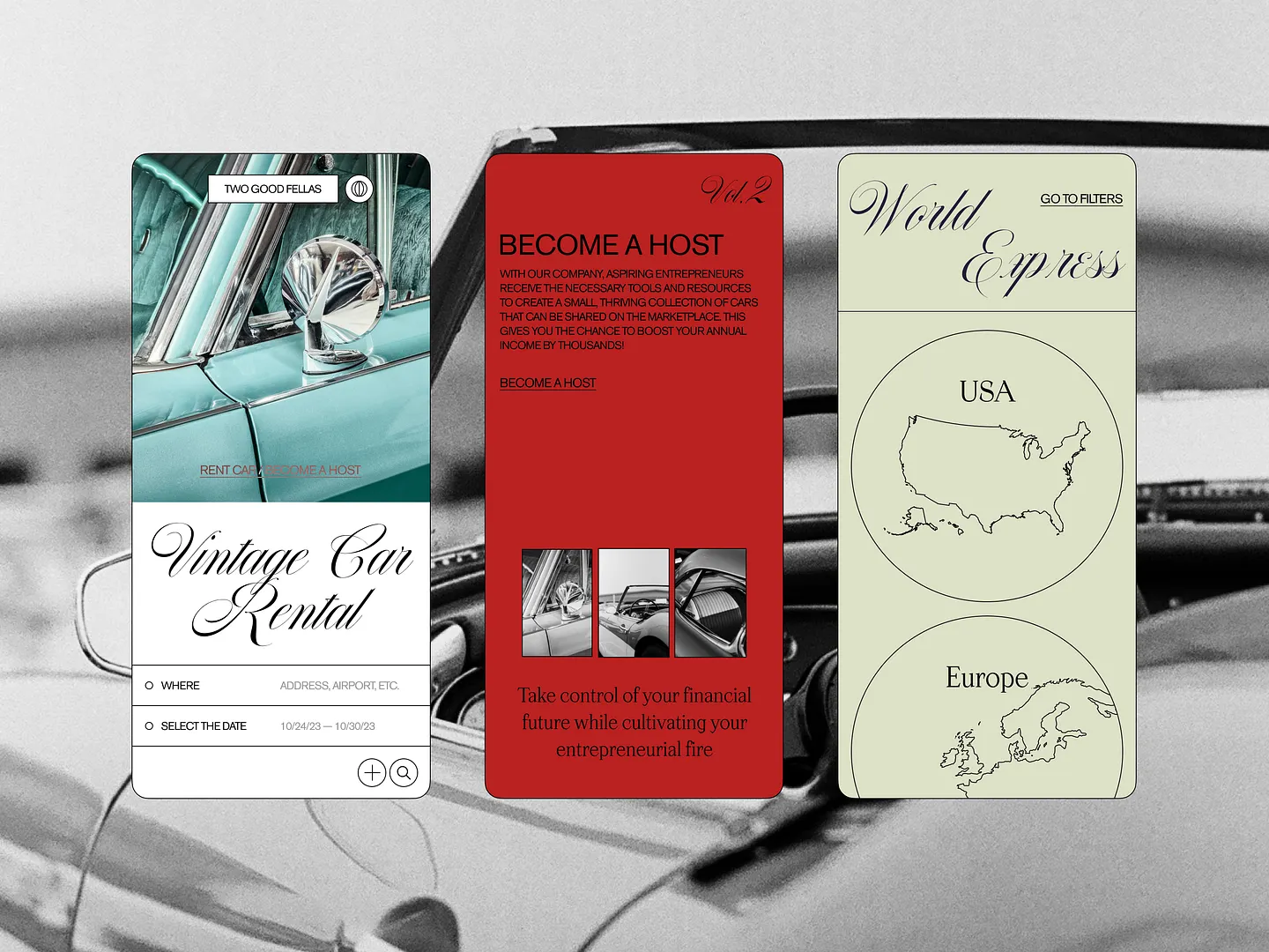 Stunning Vintage Car Rental Website Design