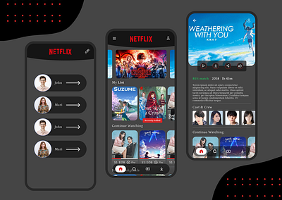 Redesigned Netflix App app design app ui branding design figma mobile app mobile app design mobile app ui netflix redesign ui ui design uiux visual design