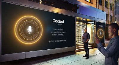 GodBot: An interactive digital deity 3d animation digital campaign graphic design mobile motion graphics ui