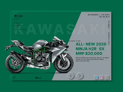 Kawasaki Ninja H2r Bike rental UI design autotype bike branding design dribble graphic design green h2r illustration kawasaki logo ninja photos photoshop rentalbike two wheeler ui