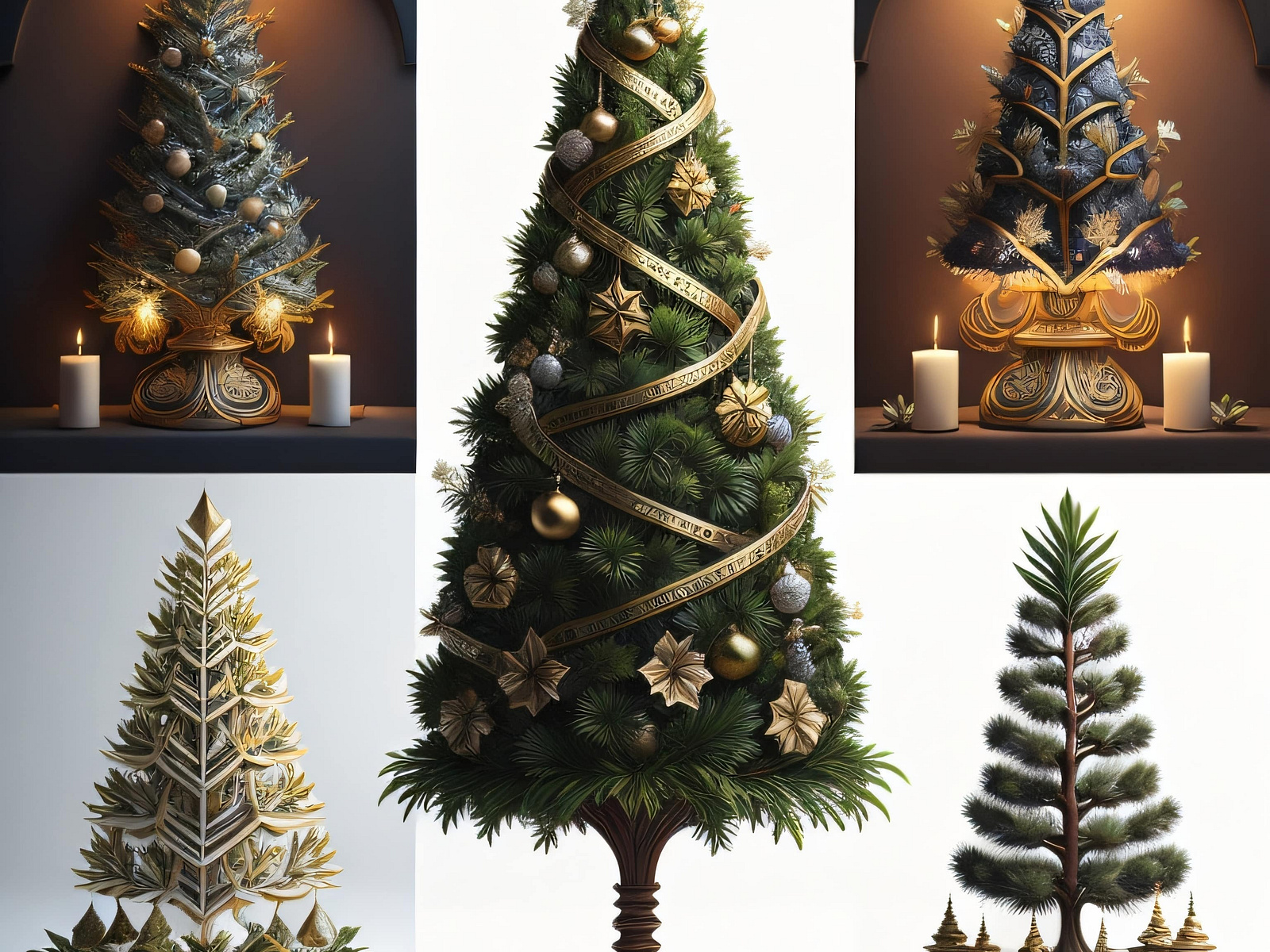 Sticker sheets Different styles and shapes of Christmas trees by