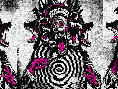 The Conductor conductor creepy dark eye illustration monster mouths mural portal swirl watching wolf