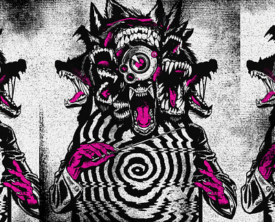 The Conductor conductor creepy dark eye illustration monster mouths mural portal swirl watching wolf