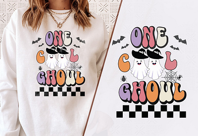 One Cool Ghoul T-shirt Design 60s counterculture vibes artistic expressions colorful retro motifs fashion forward appeal graphic design groovy aesthetics groovy artistry trends hippy fashion icons pop culture references throwback style statement unique retro tee vintage inspired graphics