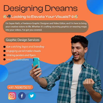 Social Media post of a Freelancer Graphic Designer. banner design chat gpt design freelancing graphic design graphic designer poster design services social media social media post