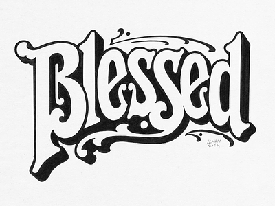 Blessed design font handlettering lettering texture typeface typography vintage