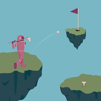 Anti-Gravity Golf astronaut blue charity design golf green illustration illustrator space vector