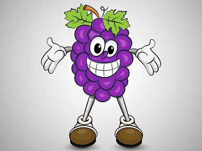 Grape Mascot vector illustration beautiful branding design grape grape mascot vector illustration graphic design green happy illustration logo mascot purple vector