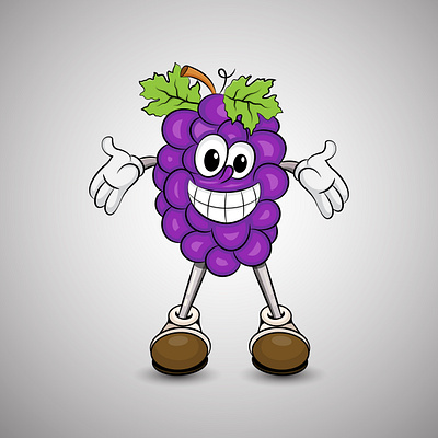 Grape Mascot vector illustration beautiful branding design grape grape mascot vector illustration graphic design green happy illustration logo mascot purple vector