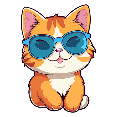 Happy Cat Wearing Sunglasses beautiful branding cat design graphic design happy happy cat wearing sunglasses illustration sunglasses vector wearing