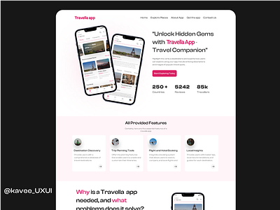 Day 26 Landing Page for Travella app - UI DESIGN design la ui ui design