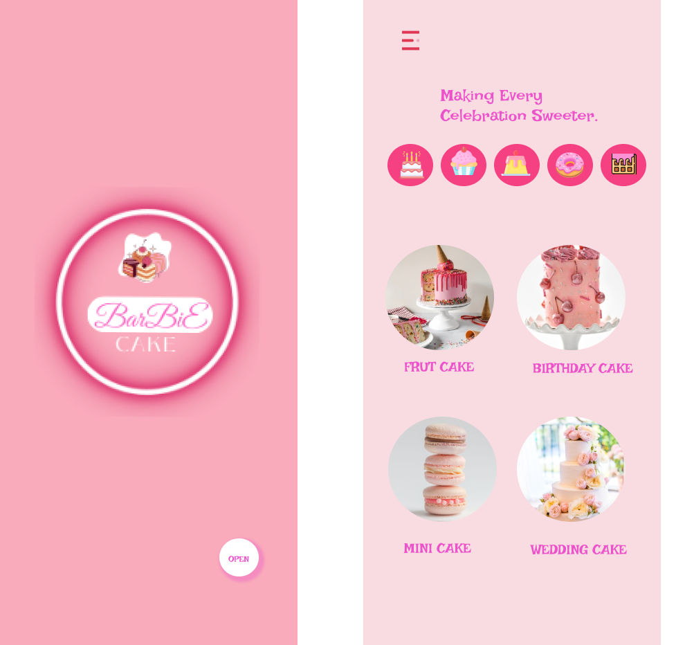 BarBie Cake App Store app design cake app figma graphic design logo design ui uiux ux design