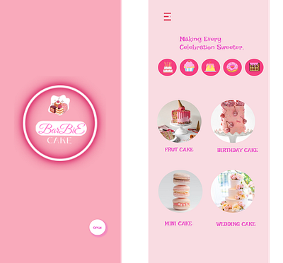 BarBie Cake App Store app design cake app figma graphic design logo design ui uiux ux design