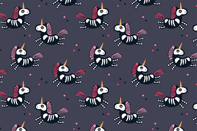 Halloween unicorn pattern baby baby pattern branding cute design halloween halloween pattern illustration kids pattern scary seamless skeleton unicorn