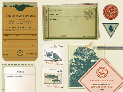 Field Guide Materials certificate ephemera explore field guide guide map nature nature guide patch patches print retro science stamp tree vintage vintage card vintage note vintage typography wes anderson